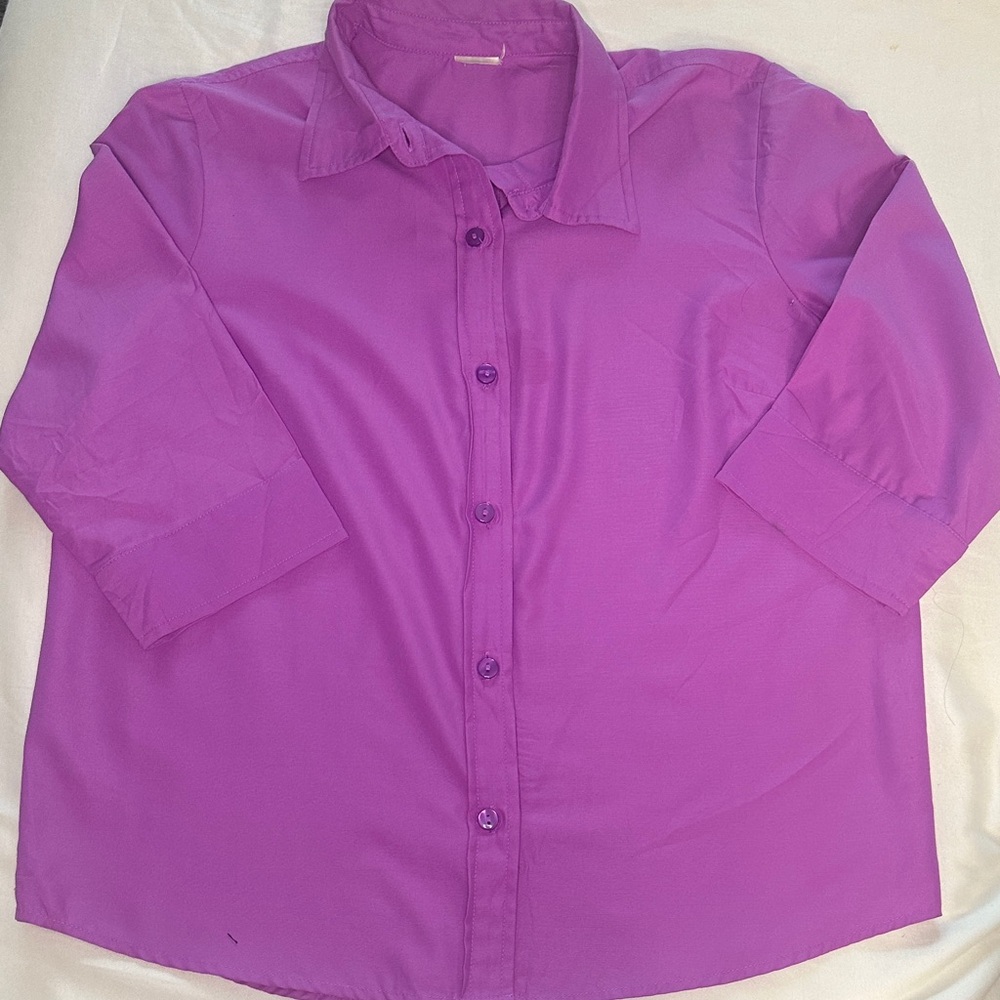 Vibrant Purple Button-Up Blouse